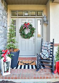 Image result for Small Front Porch at Christmas