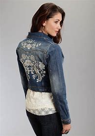 Image result for Embroidered Denim Jacket Women