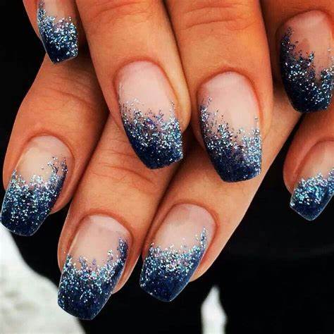 Ombre Blue French Tip Nail Designs