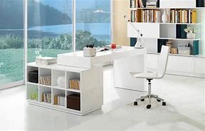 Image result for White and Wood Modern Desk