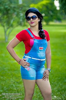 Gayathri Kanchanamali Blue Denim Dress Hot Photos