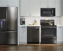 Image result for Kitchen Cabinet Color with Black Stainless Steel Appliances