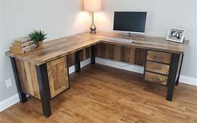 Image result for Rustic Wooden Desk with Drawers
