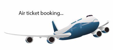 Flying Airplane with writing Air Ticket Booking
