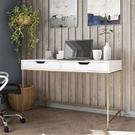 Image result for White and Gold Desk with Drawers