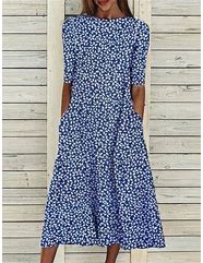Image result for Old Navy Women's Puff-Sleeve Floral-Print All-Day Midi Swing Dress - White - Tall Size S