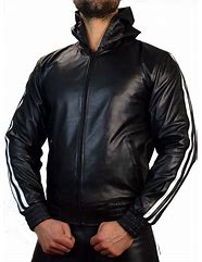 Image result for Leather Hoodie Men's