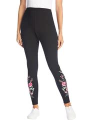 Image result for Plus Size Womens Embroidered Tights By Comfort Choice In Black (Size CD)