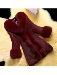 Image result for Red Faux Fur Coat