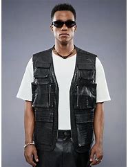 Image result for Leather Vest and Hoodie