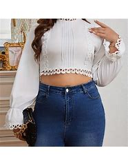 Image result for White Bow Blouse Plus Size