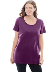Image result for Purple Plus Size Short Sleeve Cotton Blouses