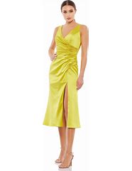 Image result for Plus Premium Chartreuse Constructed Satin Ruched Drape Bodycon Skirt -