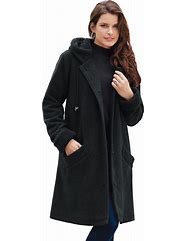 Image result for Black Faux Fur Hooded Coat