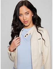 Image result for Women's Elongated Moto Jacket, White/Cream, Size S By Chico's