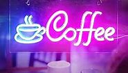 Coffee Neon Sign, Cafe Shop LED Neon Lights USB Powered Decorative Neon Coffee Signs for Coffee Bar Wall Decor Cafe Restaurant Shop Window Business Hours Sign