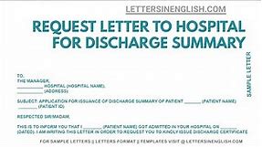 How to Request Discharge Summary from Hospital | Letters in English