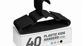 ACSTEP 40 Pack Kids Hangers Plastic,Toddler Baby Clothes Hangers,11.4 Inch, Black