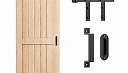 Signstek 6.6FT Sliding Barn Door Hardware Kit Heavy Duty with Door Hook, Adjustable Floor Guide and 2 Handles -Easy to Install, Smoothly and Quietly, Fit 1 3/8-1 3/4" Thickness -Black, I Shape Hanger