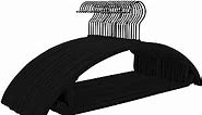 MIZGI Premium Velvet Hangers (Pack of 50) Heavyduty- Non Slip No Shoulder Bump Suit Hangers - Black Hooks,Space Saving Clothes Hangers,Rounded Hangers for Coat,Sweater,Jackets,Pants