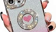 KERZZIL Cute Girly Heart Compatible with iPhone Case,Bling Glitter Diamond for Girls Women Protective Soft TPU Bumper Cases Cover Back(Pink, iPhone 15 Pro Max)