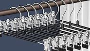 Pants Hangers with Clips for Women 20 Pack Adjustable Heavy Duty Space Saving Skirt Hangers Non-Slip Trousers, Jeans Clothes ,Shorts Black,12Inch