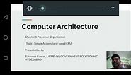 Computer Architecture: Simple Accumulator based CPU