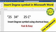 How to put degree symbol ° directly from keyboard in MS Word