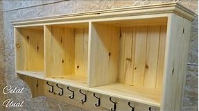Woodworking / Wooden coat rack with shelf / Ahşap raf askılık