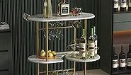 Gold Bar Carts with 4-Tier Storage Shelves, Mobile Bar Serving Cart with Wine Rack and Glass Holder, for The Home, Kitchen, Living Room, Dining Room