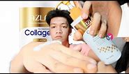 Azla collagen whitening body lotion moisturizing firming skin ng man at work