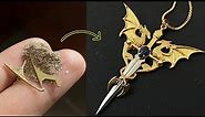 make a twin dragon pendant - DIY dragon sword pendant