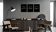 Inspirational Quotes Office Wall Art: Motivational Poster Positive Sayings Office Wall Decor, 3 Piece Black Motivation Picture Inspirational Prints 12x16"