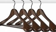 HOUÍSM 8Pack Wooden Coat Hangers Extra Wide Shoulder Wooden Suit Hangers with Non Slip Pants Bar, High-Grade Selected Lotus Wood Hangers for Business Outfit, Formal Dress, Heavy Jackets
