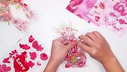 50 Pack Valentine's Day Cellophane Bags with 50 Pcs Twist Ties, Red Heart Cello Bags Sweet Goodie Candy Treat Bags Party Favor Bags for Wedding Anniversary Supplies