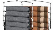 KLEVERISE 6 Pack Pants Hangers Space Saving, 5 Layer Tiered Non-Slip Stainless Steel Pants Hangers, Multi-Tier Pants Organizer Hangers, Swing Arm Space Saver Pants Hangers for Jeans Trousers