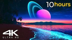 10 Hours Loop - Bioluminescent Beach, Screensaver, Live Wallpaper - 4K Ultra HD