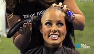 Colts cheerleaders shave heads to support coach
