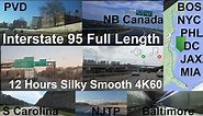 Interstate 95 Full Length 4K60 (🚄250%) 12hrs Southbound