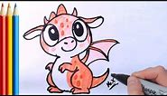 (fast-version) How to Draw Cute Baby Dragon - Step by Step Tutorial