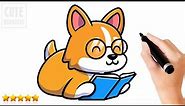 How to Draw a Dog Reading A Book (Easy and Cute)