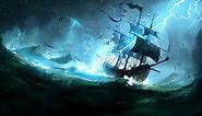 Pirate Ship In A Storm Live Wallpaper - MoeWalls
