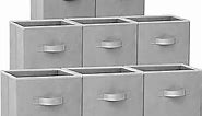 Storage Cubes, 11 Inch Cube Storage Bins (Set of 8), Fabric Collapsible Storage Bins with Dual Handles, Foldable Cube Baskets for Shelf, Closet Organizers and Storage Box (Grey)
