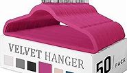 Flysums Premium Velvet Hangers 50 Pack, Heavy Duty Study Pitaya Hangers for Coats, Pants & Dress Clothes - Non Slip Clothes Hanger Set - Space Saving Felt Hangers for Clothing