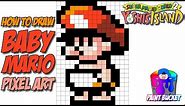 How to Draw Baby Mario - Super Mario World 2 Yoshi's Island 16-Bit Pixel Art Drawing Walkthrough