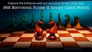 1935 Botvinnik Flohr-II Soviet Chess Pieces Set -Golden Rosewood- 4.4" King | Classic Elegance