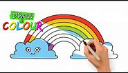 Learn to draw a beautiful rainbow and two clouds.