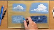 How to Draw Clouds and the Sky - Landscape in Colored Pencil
