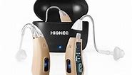 Hionec Hearing Aids Rechargeable with Advanced Feedback Reduction for Seniors & Adults, BTE 35dB Gain Hearing Amplifiers, Two Modes, Super Long Battery Life Up to 26 Hrs, Type-C, Hearing Assist Device