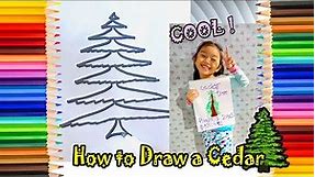 HOW TO DRAW A CEDAR TREE | Step by step procedure for kids | #mummyweng